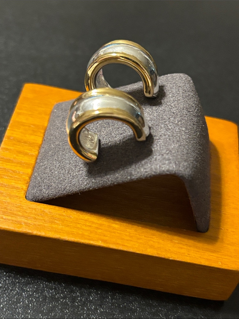 Lauren Ralph Lauren Two-Tone Hoop Earrings - Silver and Gold - Picture 3 of 6